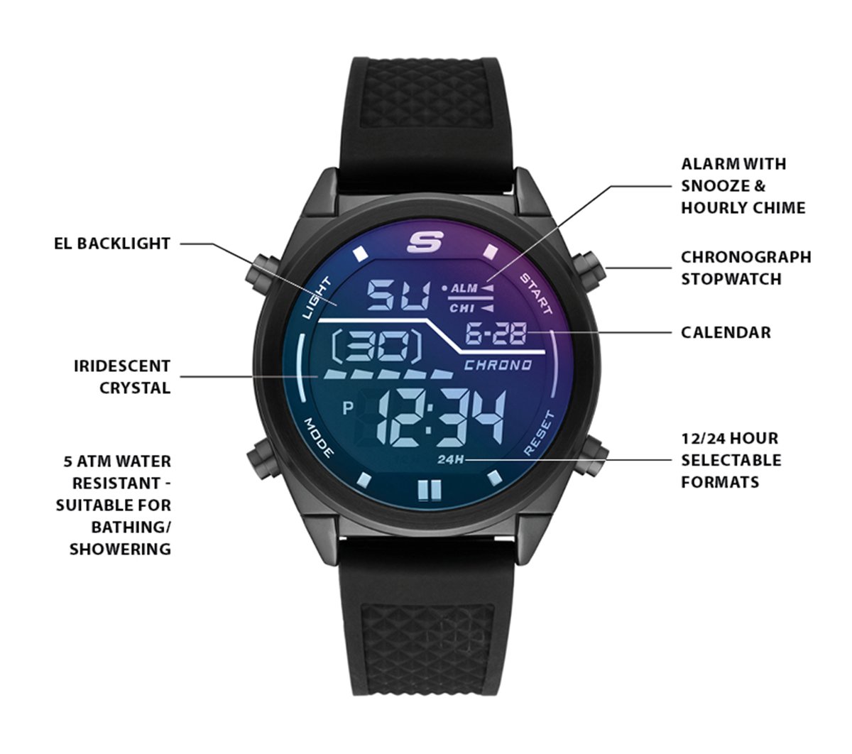 Skechers Accessories Blue Face Digital Watch - Image 7